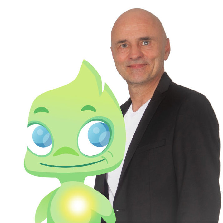 Reinhard Wirtz mit Feel-Free-Maskottchen